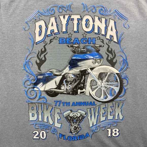 2018 Bike Week Daytona Beach Florida 77th Annual T Shirt Gray Mens XL - Picture 8 of 8